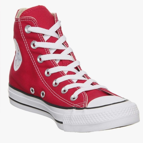 Converse Red High Top Sneakers Shoes 7.5 Comfy Walking Travel Casual - Picture 1 of 7